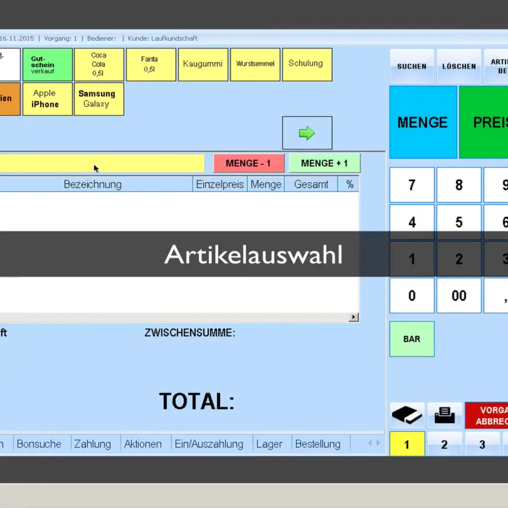 Kassa Positionserfassung
