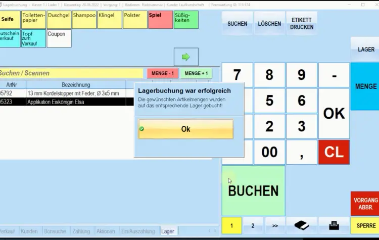 Artikel- & Lagerverwaltung / Lagerbuchung 2