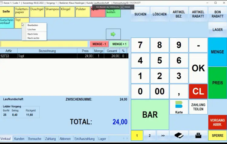 Benutzerfreundlichkeit & Bedienung / Schnelltasten 1