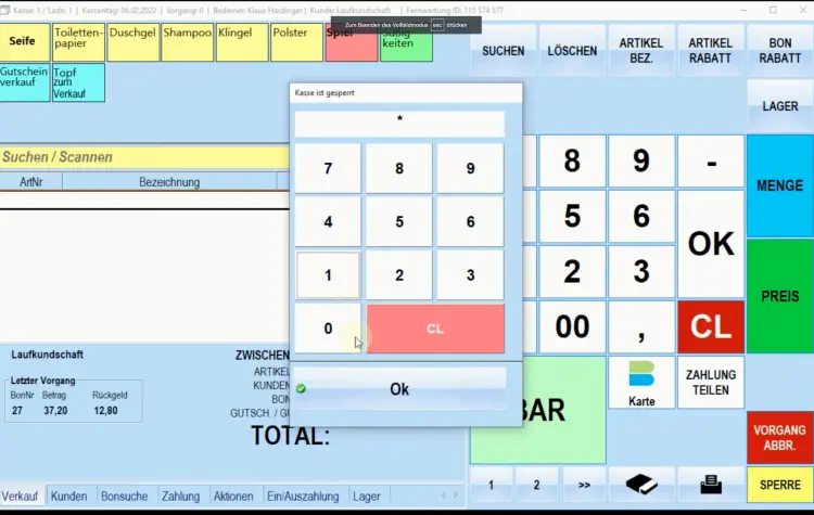Sicherheit & Rechtssicherheit / Kassensperre